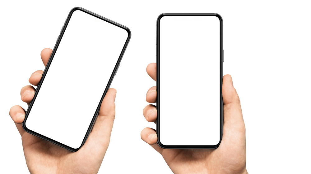 Smartphones with a white background 