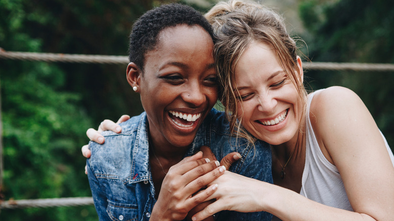 couple laughing together