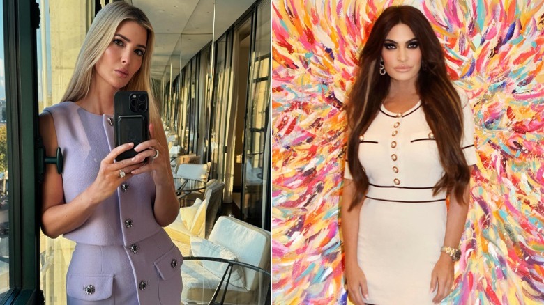 Ivanka Trump in purple outfit, Kimberly Guilfoyle in white