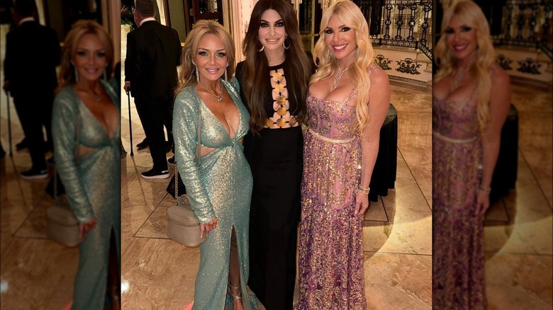 Kimberly Guilfoyle posing with two women at Mar-a-Lago