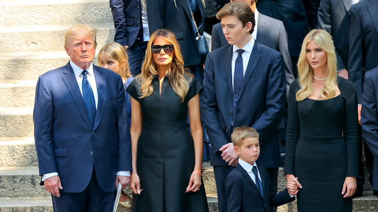 Donald and Ivanka Trump and family at Ivana Trump's funeral