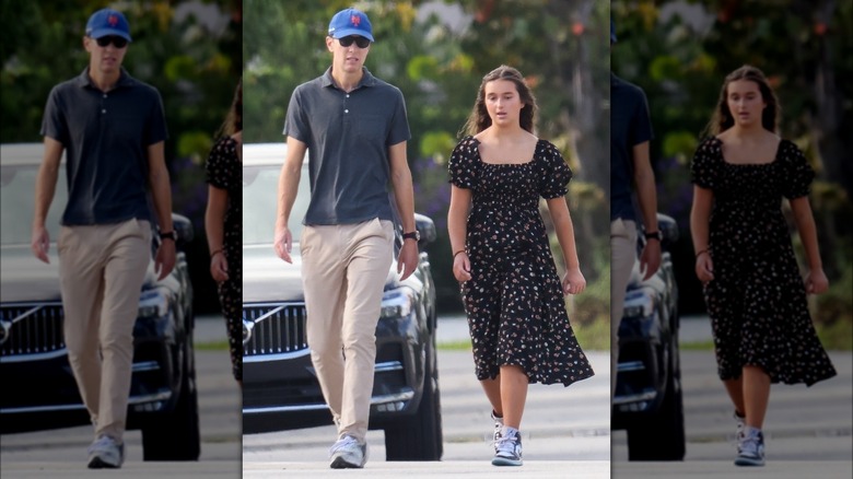 Jared Kushner and daughter Arabella walking