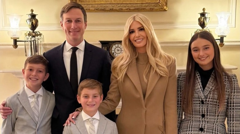 Jared Kushner and Ivanka Trump stand with children Arabella, Joseph, and Theodore