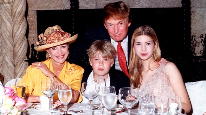 Ivana, Eric, Donald, Ivanka Trump seated