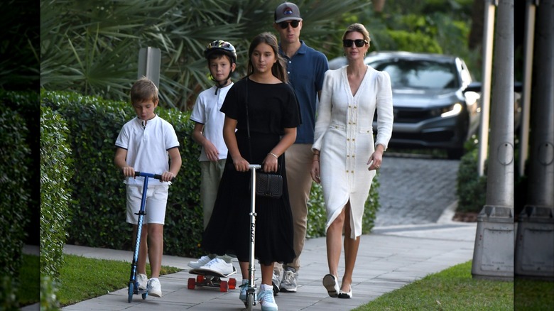 Ivanka Trump and Jared Kushner are seen out for a walk with their children in Miami, Florida (2022)