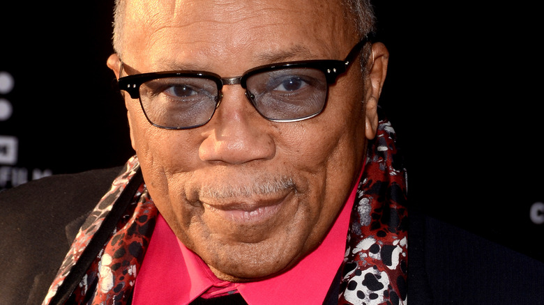 Quincy Jones wearing glasses in 2017