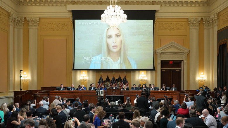 Ivanka Trump testimony onscreen at a January 6 hearing