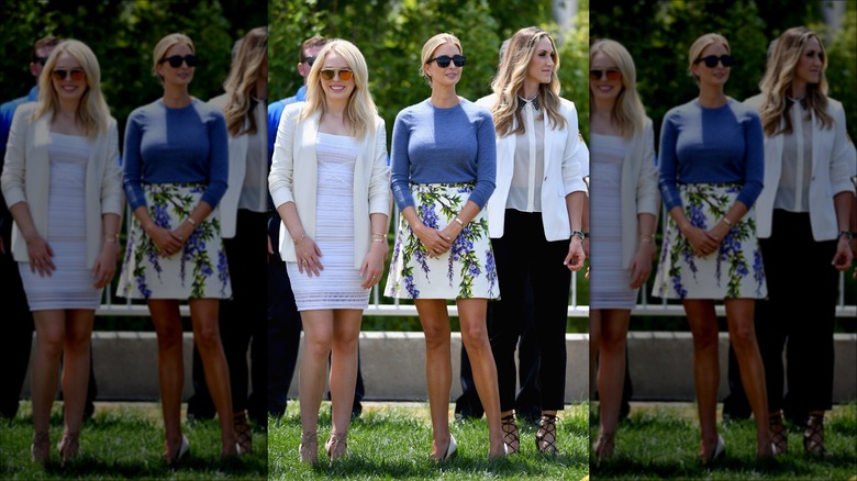 Tiffany, Ivanka, and Lara Trump walking 