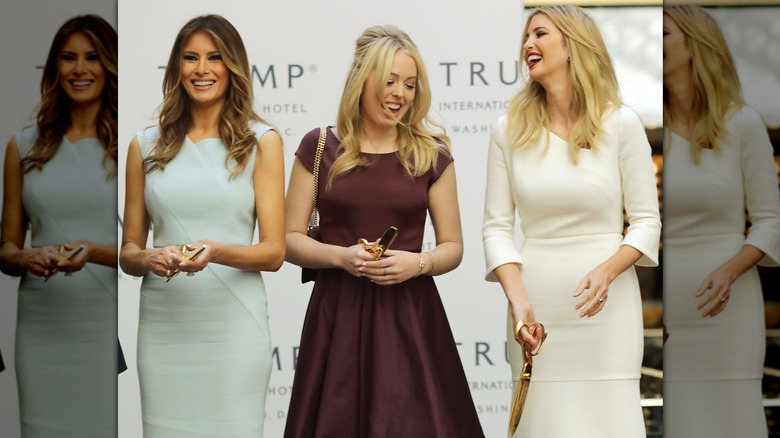 Melania, Ivanka, and Tiffany Trump laughing 