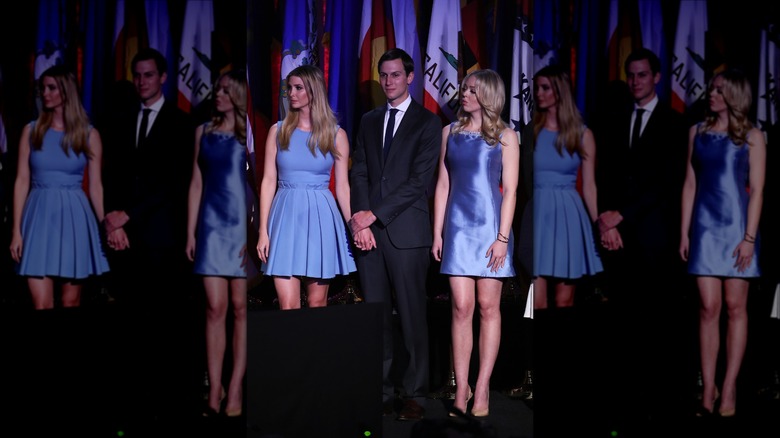 Ivanka and Tiffany Trump with Jared Kushner on stage