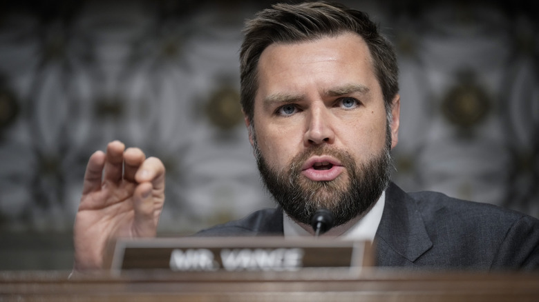 J.D. Vance articulating a point during a meeting