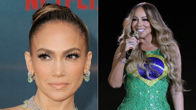 A side by side of Jennifer Lopez and Mariah Carey