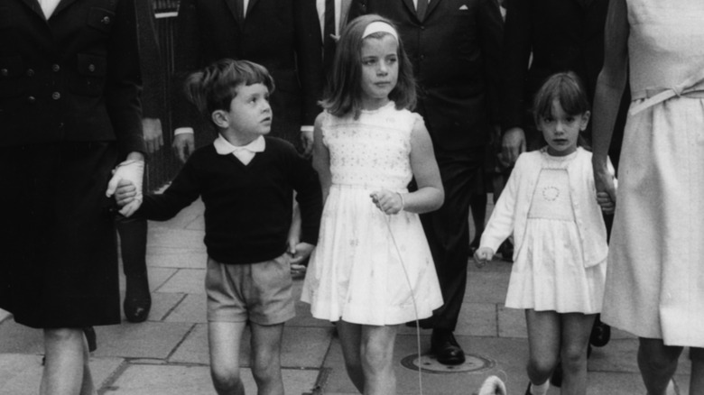 Black and white photo of the Kennedy children