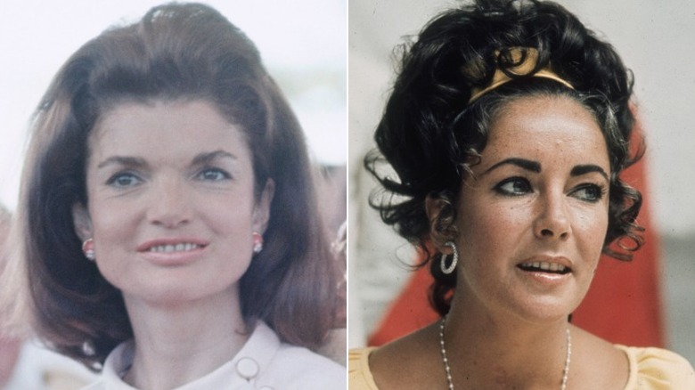 Split image of Jackie Kennedy and Elizabeth Taylor