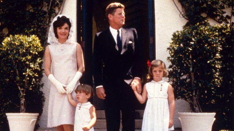 Jackie Kennedy posing for family portrait