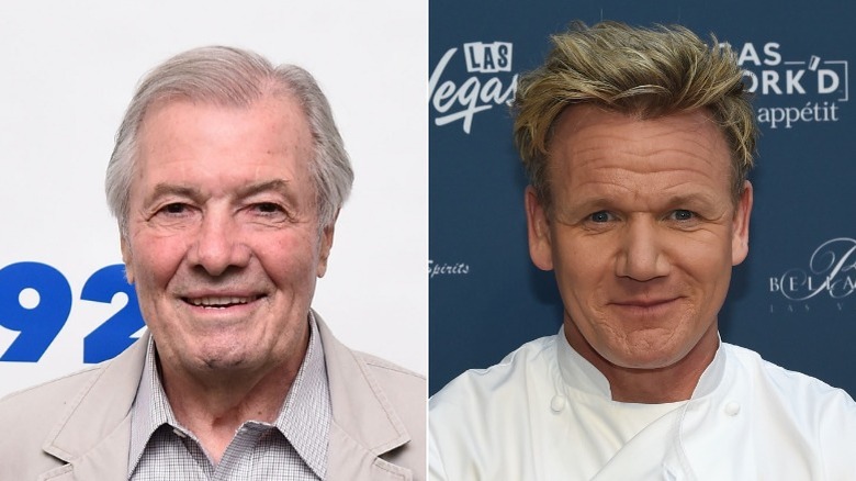 Jacques Pepin and Gordon Ramsay pose on the red carpet