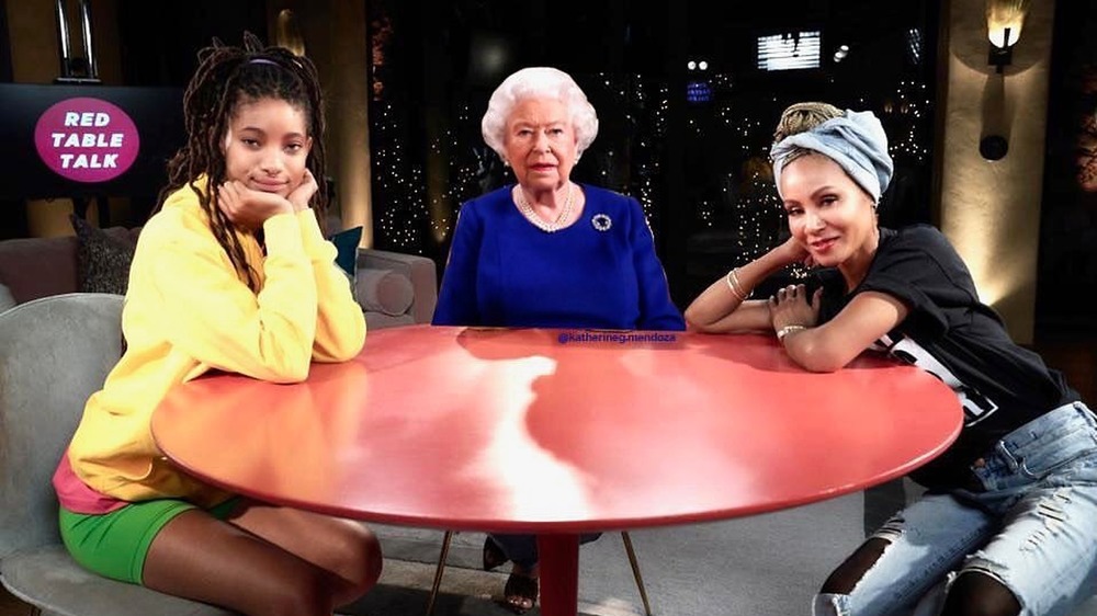 Jada Pinkett Smith Red Table Talk meme with Queen Elizabeth