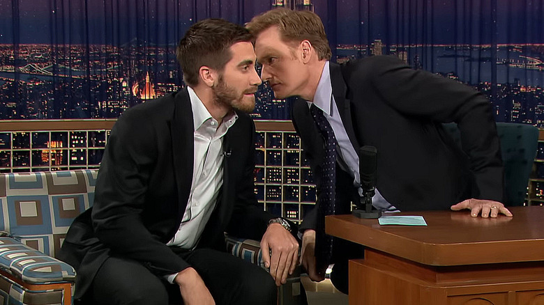 Conan O'Brien sniffing Gyllenhaal's beard