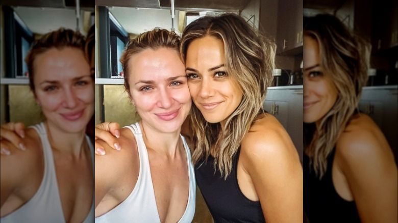 Shantel VanSanten and Jana Kramer hug