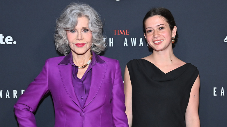 Jane Fonda and Viva Vadim smiling