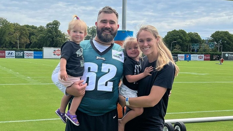 Kylie and Jason Kelce with their daughters Wyatt and Elliotte