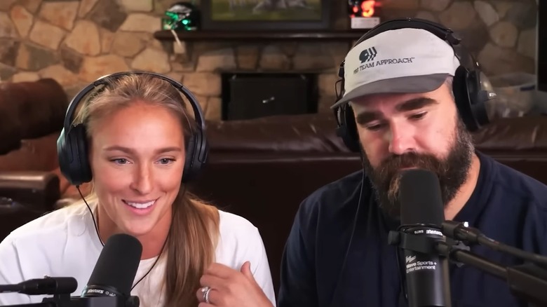 Jason and Kylie Kelce talking on New Heights