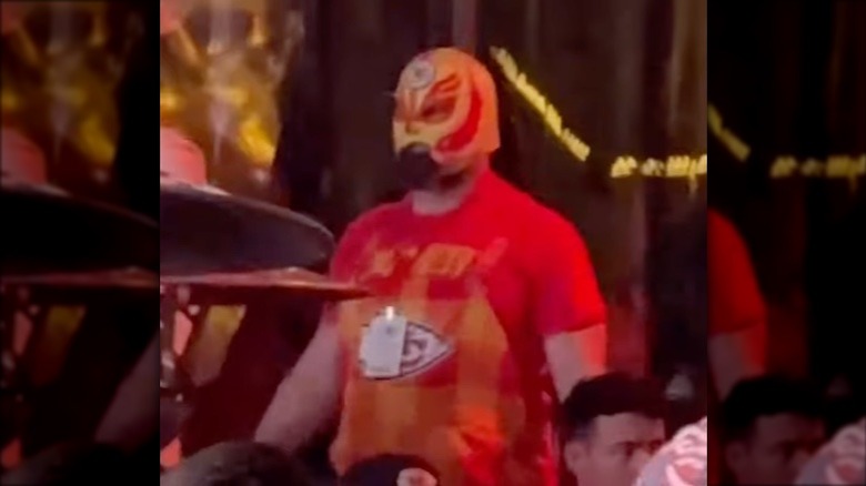 Jason Kelce wearing luchador mask