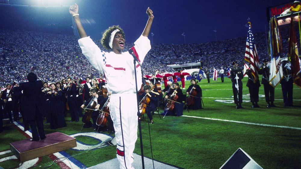 Whitney Houston singing at Super Bowl