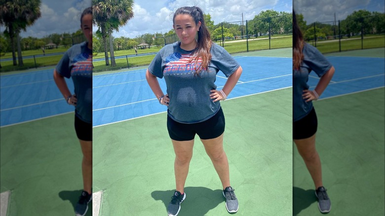 Jazz Jennings posing after a workout