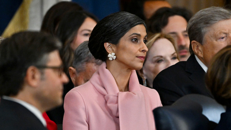 Usha Vance sitting amongst people