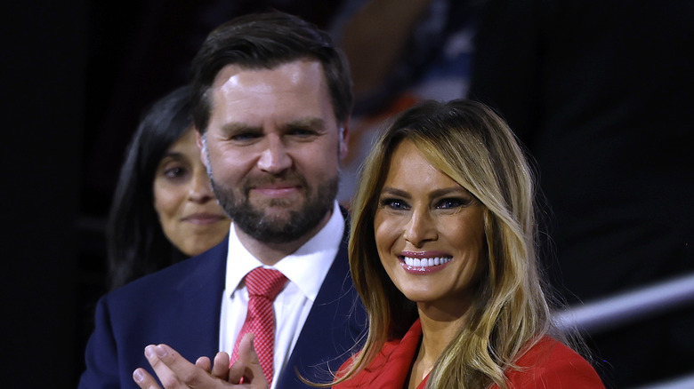 Melania Trump and JD Vance smiling