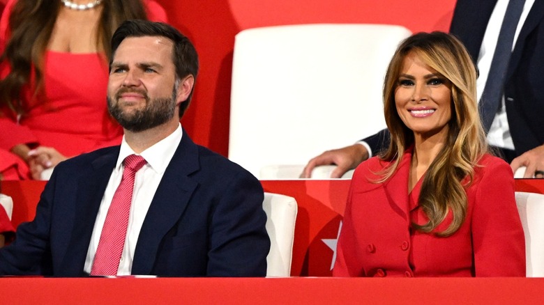 JD Vance and Melania Trump smiling