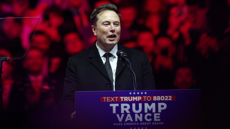 Elon Musk speaks at Donald Trump's victory rally in Washington on January 19, 2025