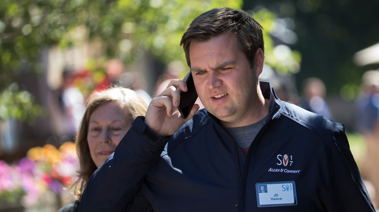 JD Vance talks on the phone