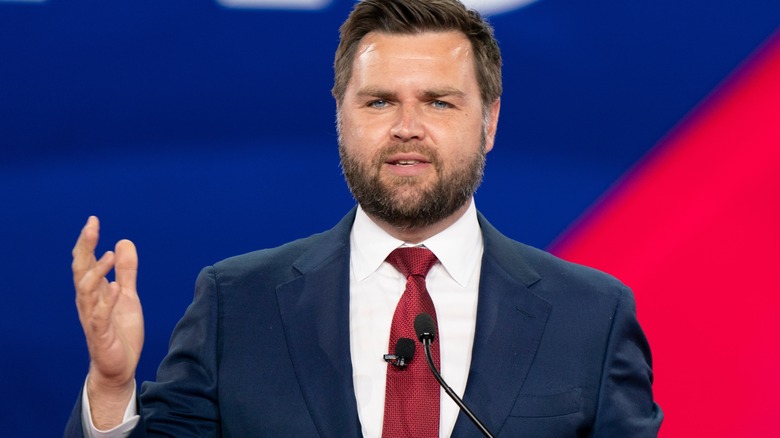 JD Vance speaking at a political event