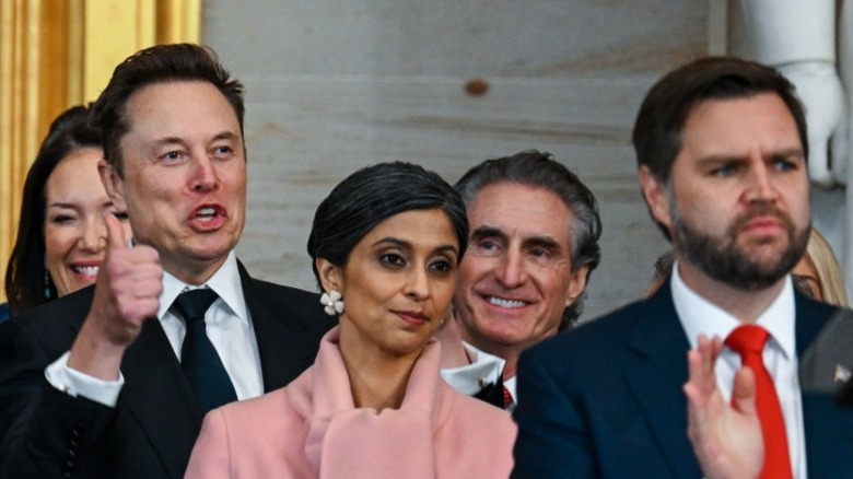 Elon Musk, Usha Vance, and JD Vance attend the inauguration of President Donald Trump (2025)