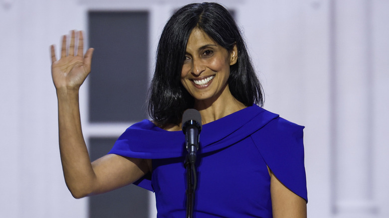 Usha Vance speaks on stage on the third day of the Republican National Convention