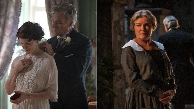 Split screen of Jemima Rooper, Harry Hamlin and Kate Mulgrew