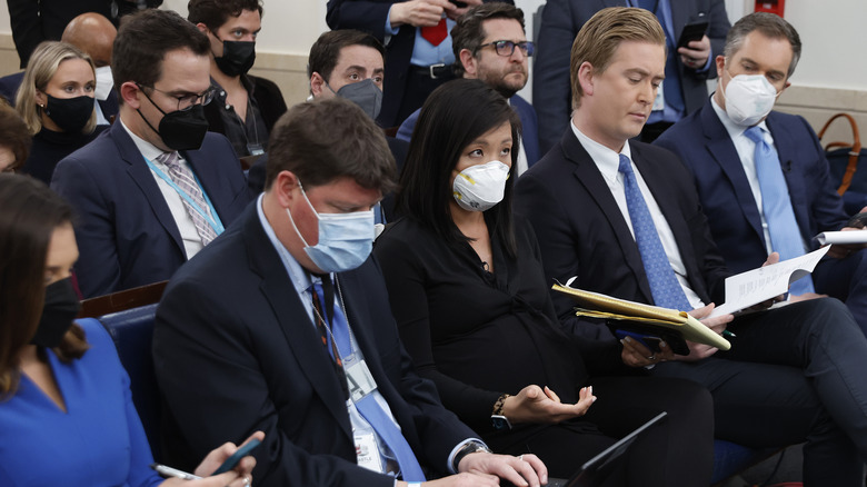 Peter Doocy with other reporters at press briefing