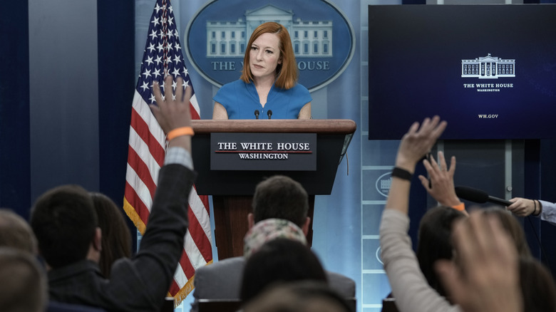 Jen Psaki answering reporters' questions