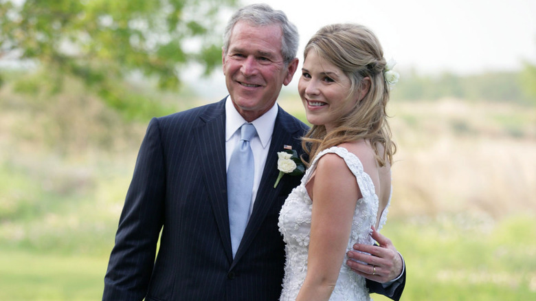 George W. Bush poses with his daughter, Jenna Bush Hager, on her wedding day