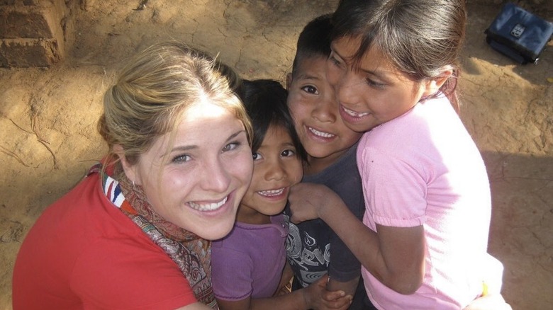 Jenna Bush Hager with children while working with UNICEF 