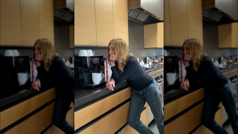 Jennifer Aniston in her kitchen