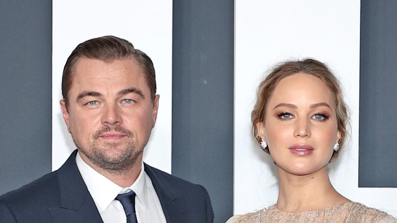 Leonardo DiCaprio and Jennifer Lawrence pose together