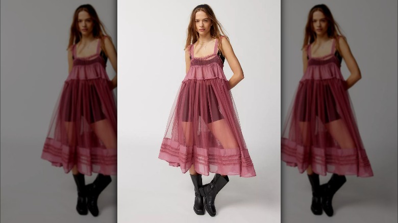 Urban Outfitters sheer pink dress 