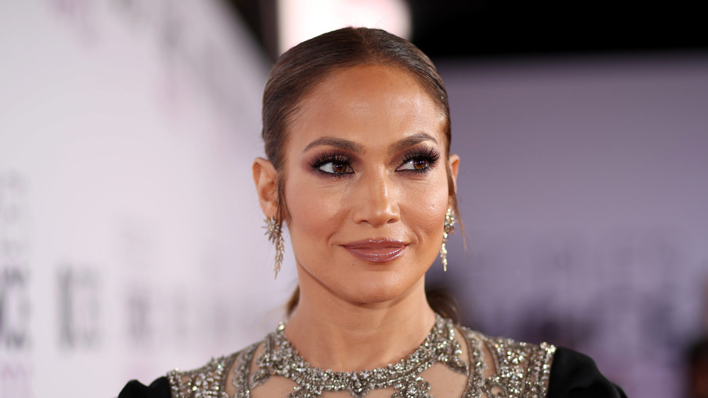 Jennifer Lopez poses on the red carpet