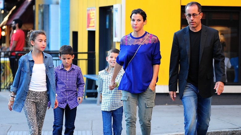 Jerry Seinfeld walking with his whole family 