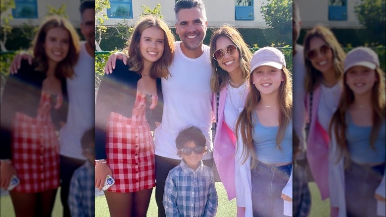 Jessica Alba smiling with her family