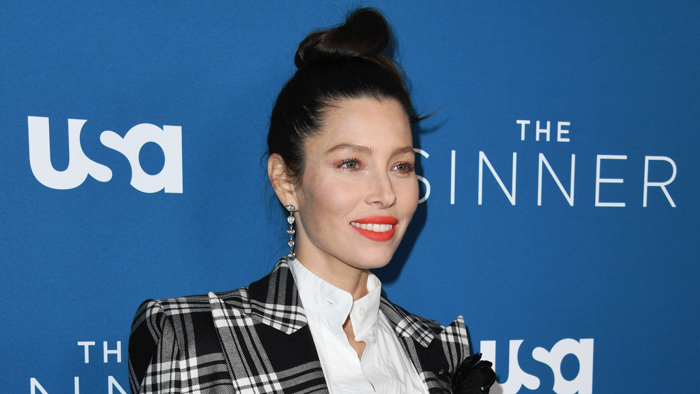 Jessica Biel wears blazer