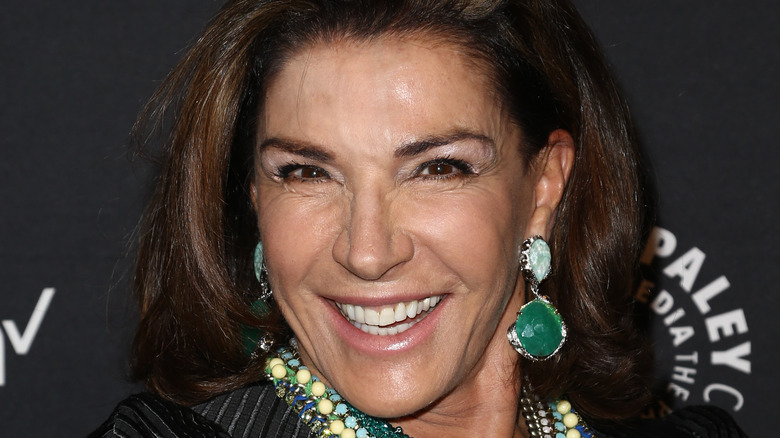 Hilary Farr in a green necklace